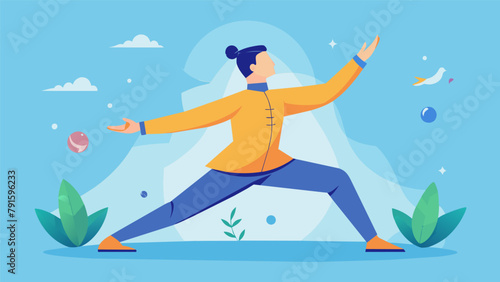 A man practicing qigong harnessing the energy and flow of chi to find balance and peace during a challenging job transition.