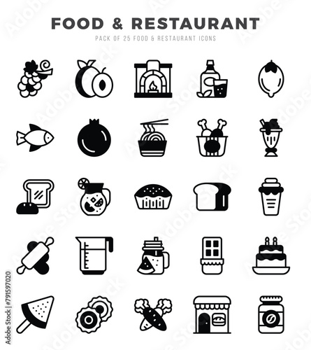 Food and Restaurant icons set for website and mobile site and apps.