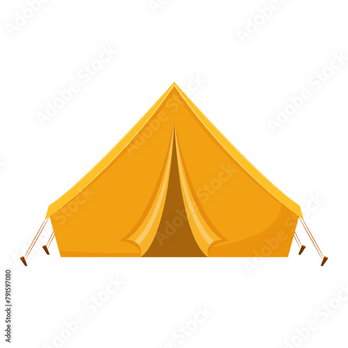 Vector illustration of yellow tent front view on transparent background