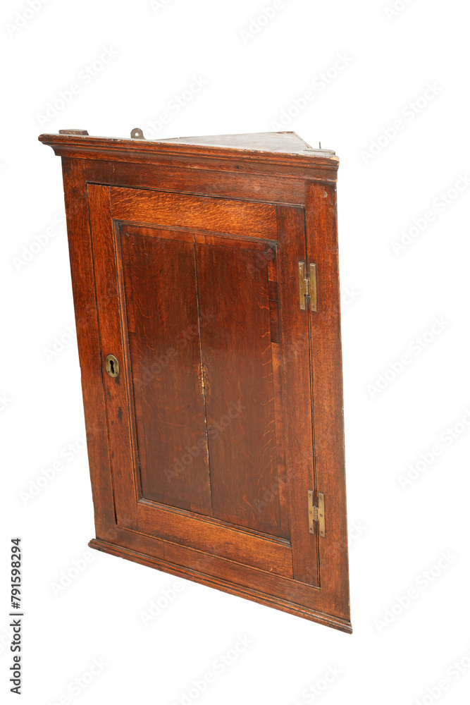 Office furniture. Wooden credenza closed on white background.png/chest of drawers with veneer and painted wood trim in a modern classic style on a white background