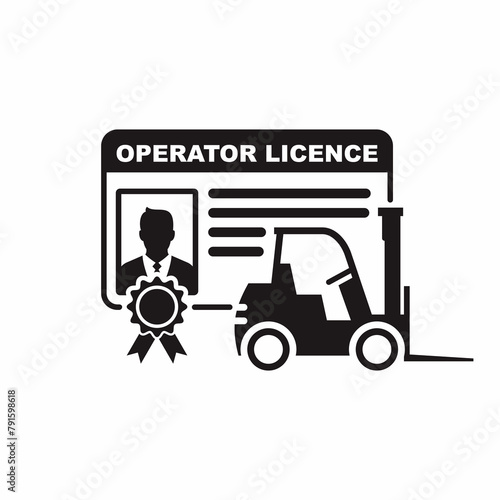 Forklift operator license card vector illustration. Industrial safety management for transport. Authorized driver for operating the vehicle.