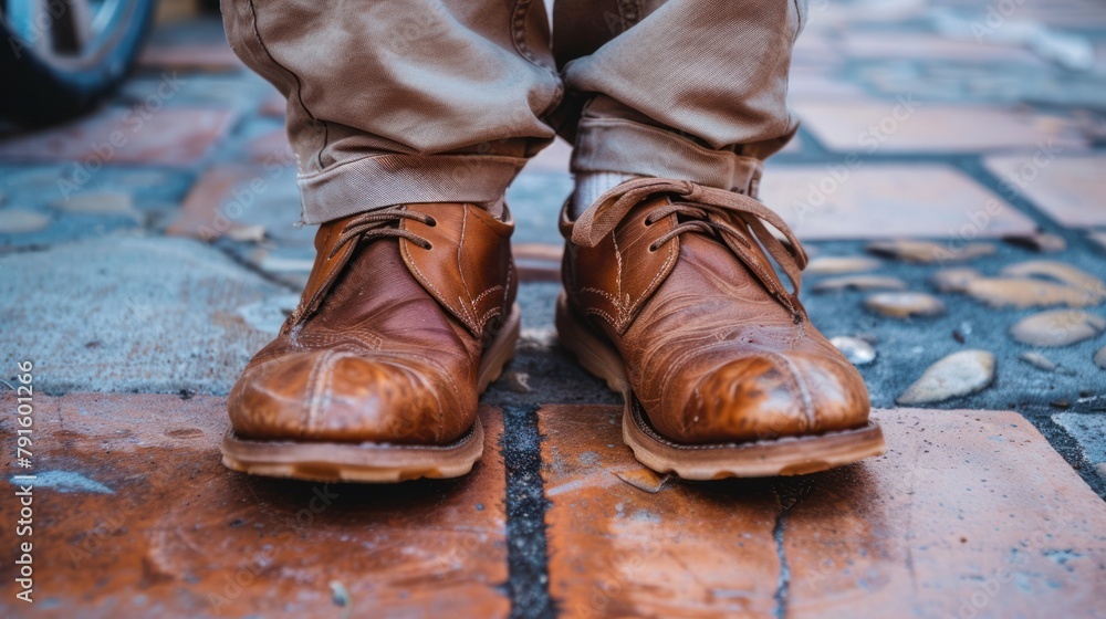 Close-up of an elderly person's feet wearing comfortable shoes, prioritizing foot care for mobility and independence Close-up of an elderly person's feet wearing comfortable shoes, prioritizing foot care for mobility and independence