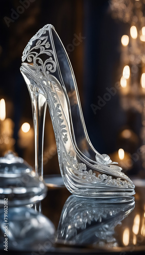 Crystal Cinderella Slipper Shining in the Glow