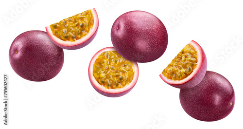 Passion fruit and leaves isolated on a white background. Passion with leaves clipping path © Maks Narodenko