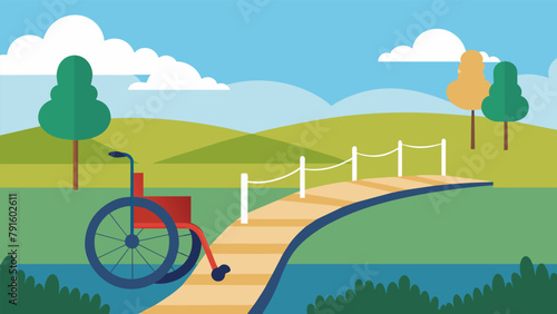A wheelchairaccessible fitness trail providing equal opportunities for people of all abilities to enjoy the benefits of outdoor exercise.