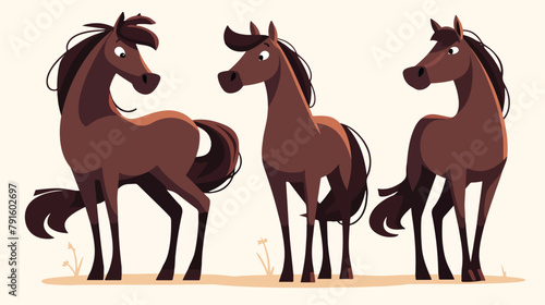 Horse animal cartoon illustration for children 2d f