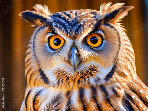 eagle owl portrait (bubo bengalensis), owl looking at the camera