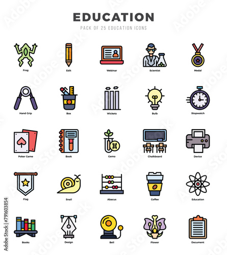 Education icons set for website and mobile site and apps.