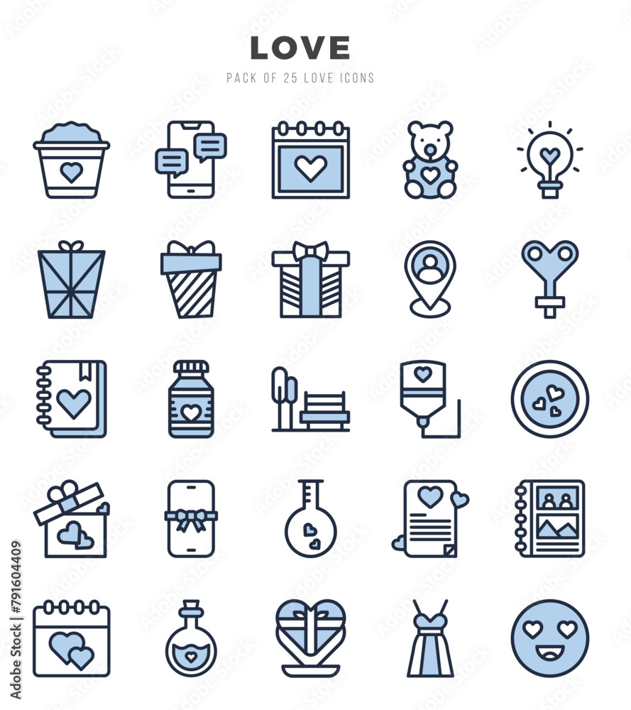 Set of 25 Love Two Color Icons Pack. Set of 25 Love Two Color Icons Pack.