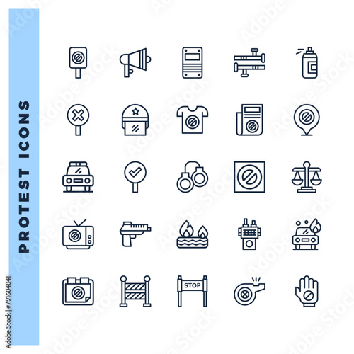 25 Protest Lineal icon pack. vector illustration.