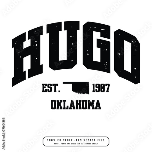 Hugo text effect vector. Editable college t-shirt design printable text effect vector 