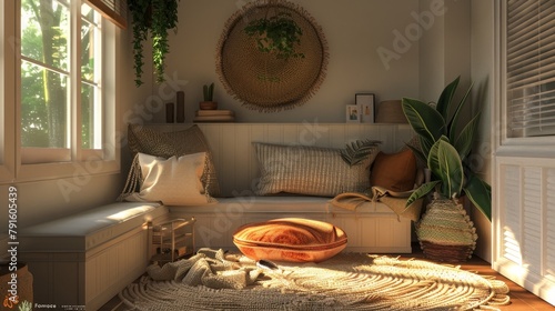 A 3d render of a bloggers cozy reading nook  AI generated illustration
