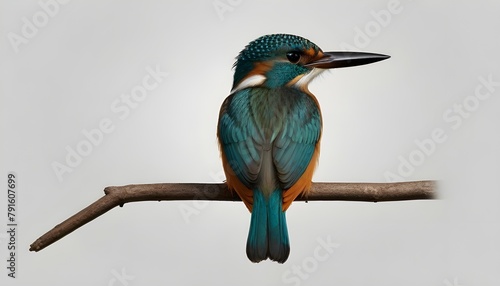 Colorful Common Kingfisher (Alcedo atthis) Isolated on White Background: Vibrant Avian Beauty in Close-up Wildlife Photography photo
