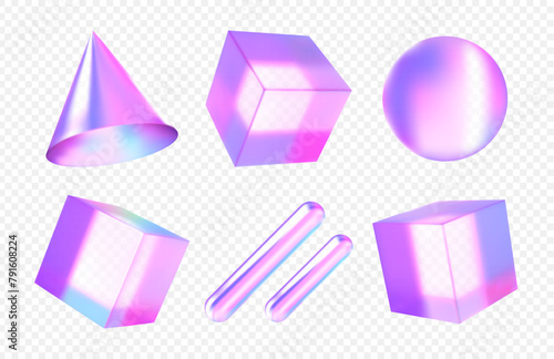 3d vector render glass cube set.