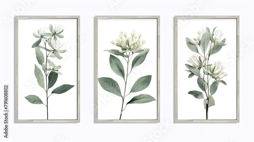 Botanical Prints Trio: Exquisite Framed Plant Illustrations