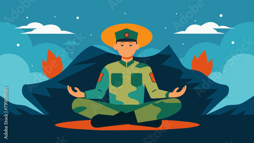 A soldier utilizing mindfulness techniques to stay present and aware of their surroundings minimizing the risk of making impulsive and