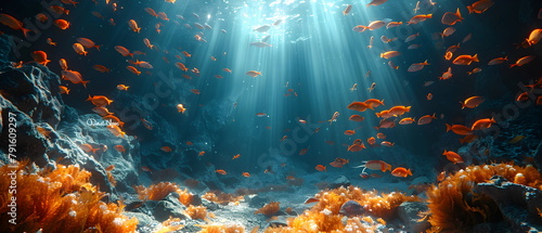 64k, 8k widescreen, wallpaper, amazing scene, Underwater Diver Explores Vibrant Coral Reef in the Tropical Sea,Sea fish 