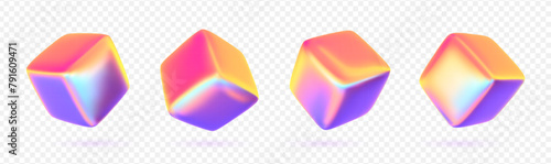 3d vector render glass cube set.
