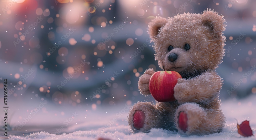teddy bear with a flower on a blurred background teddy bear with a flower on a blurred background