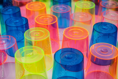 Foto Colorful empty plastic cups set