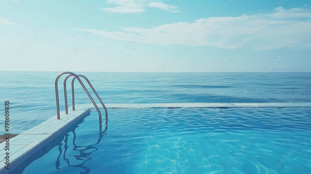 Blue pool water. Generative AI