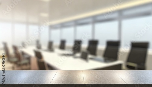 Blurred Office Background with Table Top in Focus