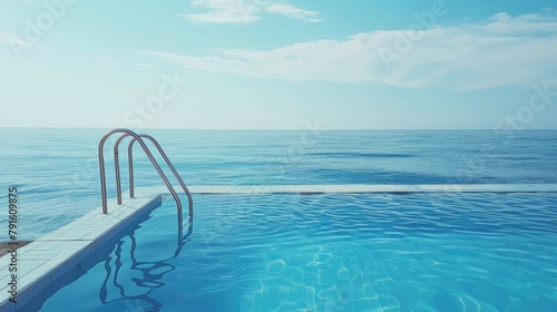 Blue pool water. Generative AI © Roman
