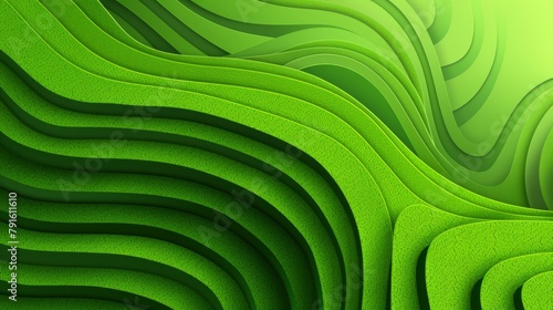 Abstract organic neon green color paper cut overlapping paper waves texture background banner panorama illustration for webdesign or business