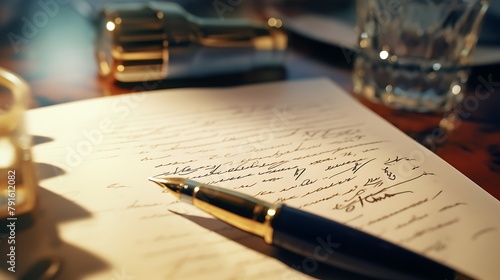 A captivating close-up of a fountain pen signing a contract, emphasizing the significance of strategic business agreements