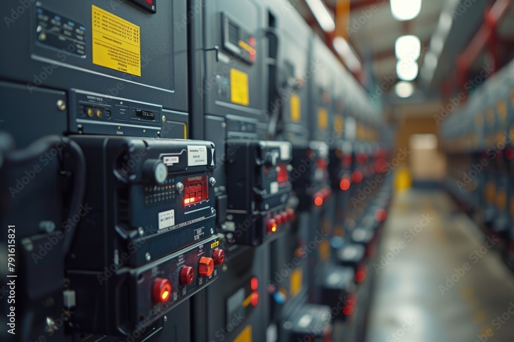A circuit breaker in a control cabinet data center professional photography A circuit breaker in a control cabinet data center professional photography