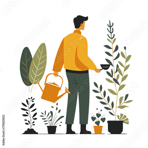 Cartoon Color People and Watering, PNG