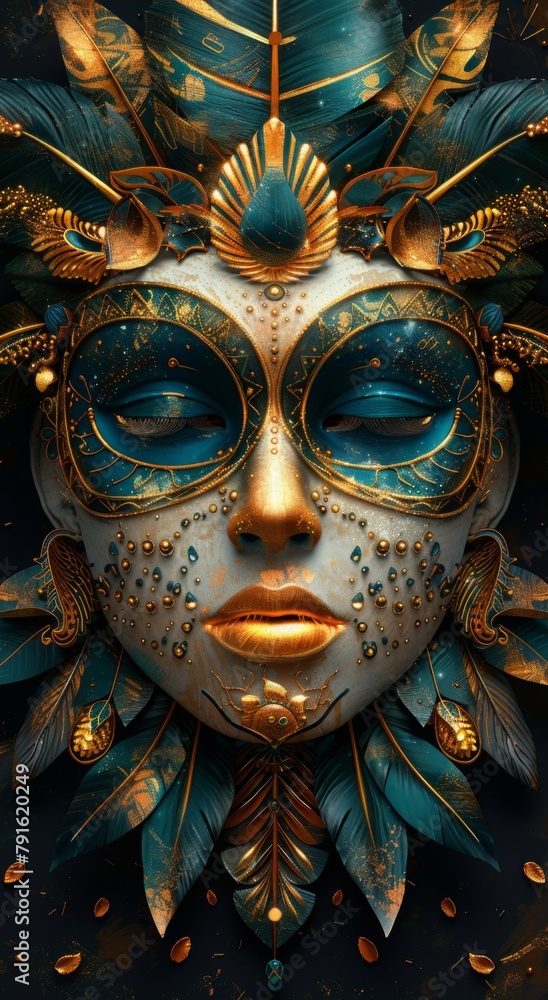 Fototapeta premium 3 d render of a fantasy girl with gold hair and golden crown