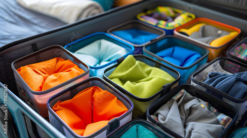 Efficient Travel Solution: Packing Cubes neatly organized in Suitcase