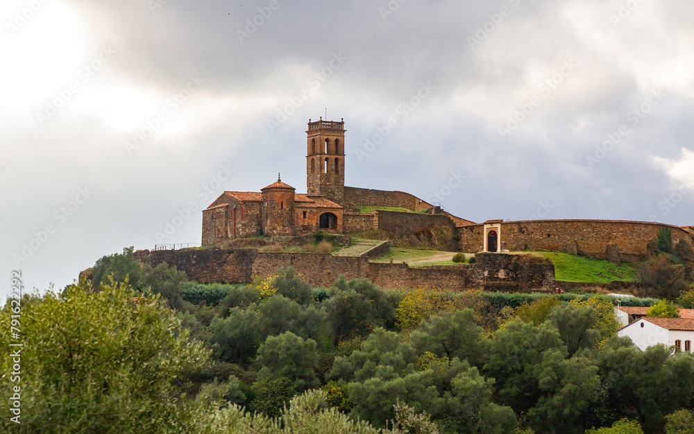 View of the  Almonaster  la Real mosque in Huelva, Andalusia, Spain