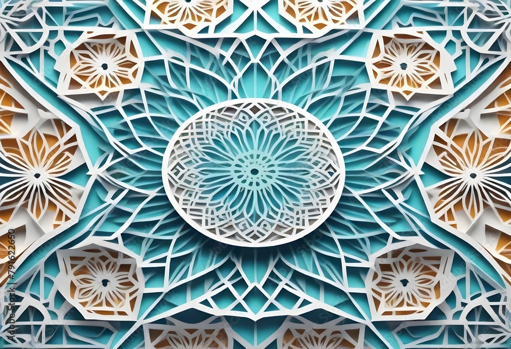 Papercut illustration a symmetrical geometric desi (21)
