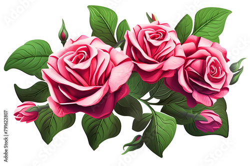 A half dozen of pink rose bouquet isolated white Pink roses bouquet bouquet of fresh pink blooming roses close up isolated transparent background Generative Ai
