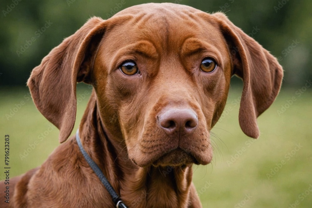 Calm attentive brown Vizsla dog Calm attentive brown Vizsla dog