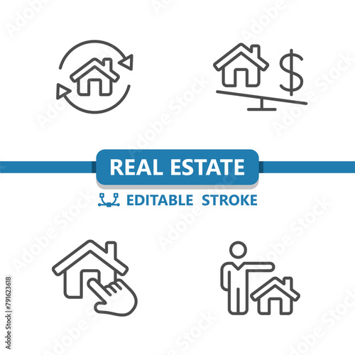 Real Estate Icons. House, Home, House Flipping, Dollar, Price, Hand, Realtor Icon
