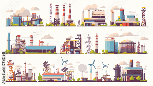 Industrial infographics with factories and plants a