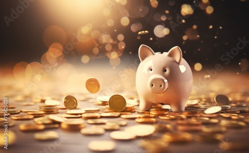 piggy run saving coins falling Financial and money deposit concept