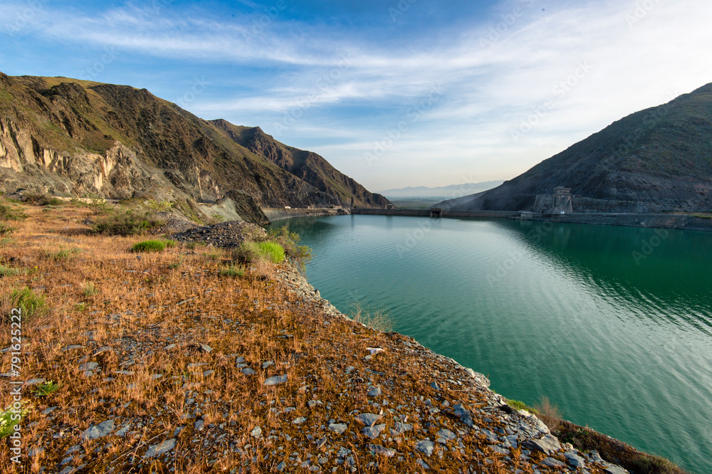 High-mountain reservoir in Kyrgyzstan
