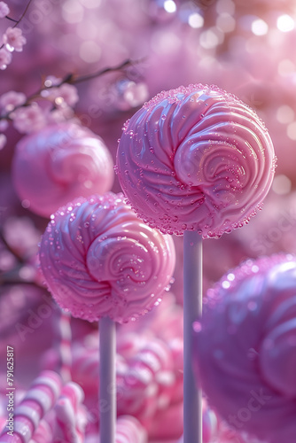 Wallpaper Mural Sweet purple lollipop candy world, 3d illustration Torontodigital.ca