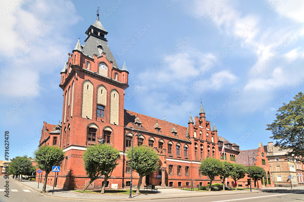Neo-gothic town hall in Lębork, Poland