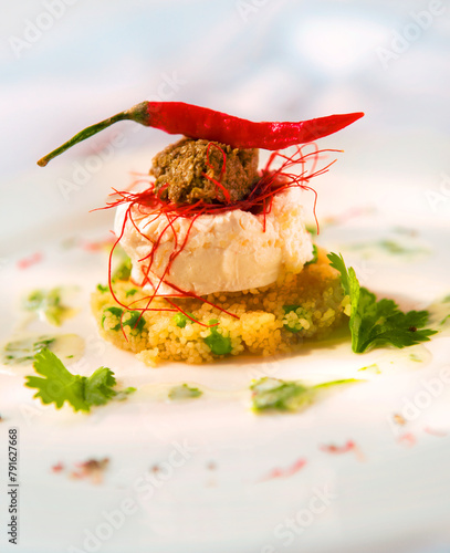 frischkäse, Chili, Pesto, Fine dining, couscous,  © Kossmann / Plutat