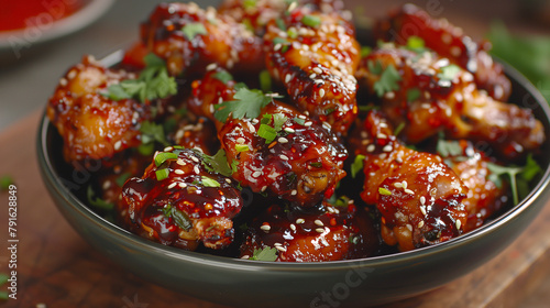 Delicious crispy BBQ chicken wings with sesame