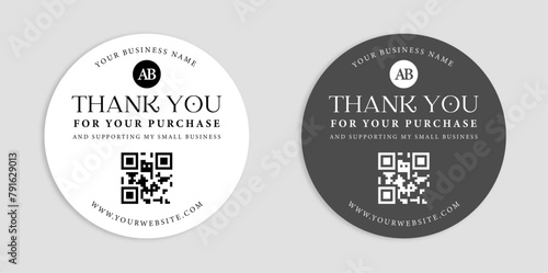 Vector thank you sticker template business packaging packaging sticker