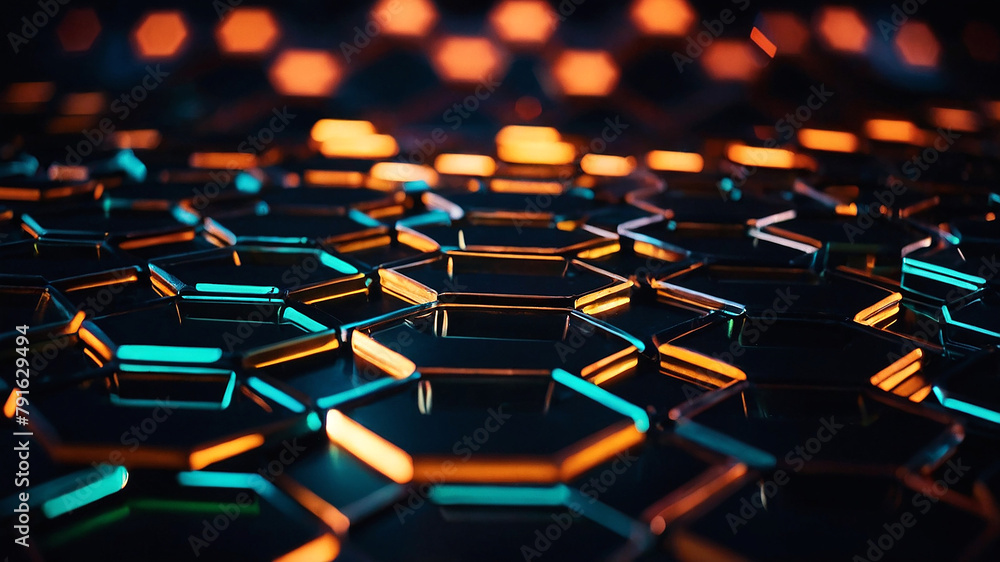 Abstract background hexagon pattern with glowing lights