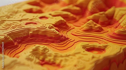 Layered 3D paper cut-out effect creating a topographical map illusion photo