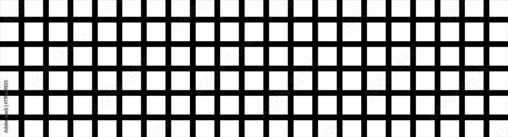 Black and white grid pattern. Monochromatic square grid. Abstract checkerboard design with equal squares. Wide banner. Geometric background, digital wallpaper. Optical illusion. Rhythm and balance Black and white grid pattern. Monochromatic square grid. Abstract checkerboard design with equal squares. Wide banner. Geometric background, digital wallpaper. Optical illusion. Rhythm and balance