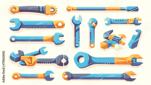 Isolated wrench and screwdriver design 2d flat cart